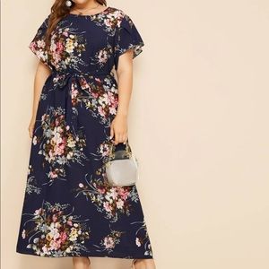 Long Navy Floral Dress